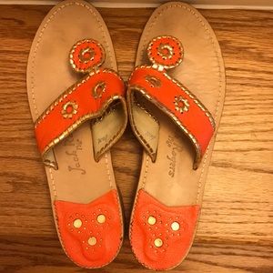Orange and gold Jack Rogers sandals